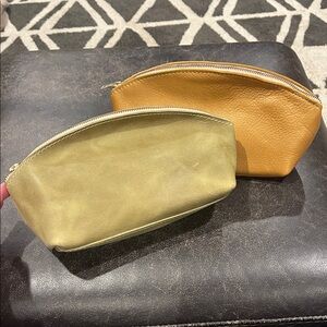Two new Portland Leather Goods total eclipse makeup pouches- Anjou and champagne